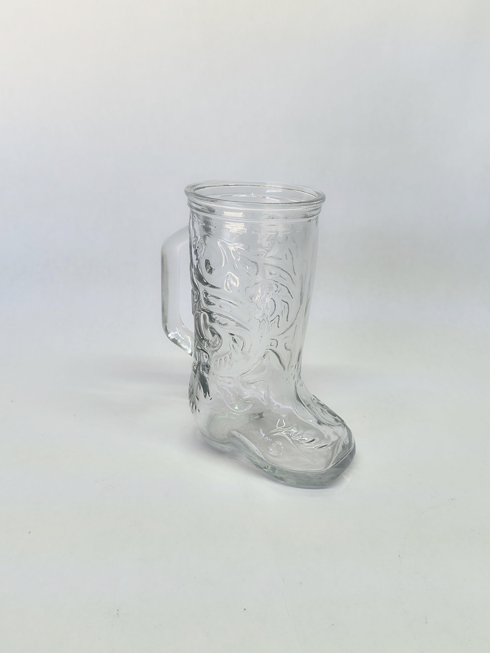 VINTAGE | Clear Glass Libbey Cowboy Boot Barware Beer Mug Western Planter  6"